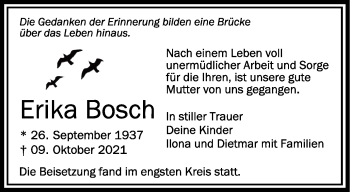 Anzeige von Erika Bosch von Schwäbische Zeitung