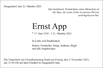Anzeige von Ernst App von Schwäbische Zeitung
