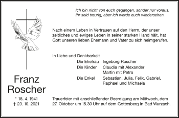 Anzeige von Franz Roscher von Schwäbische Zeitung