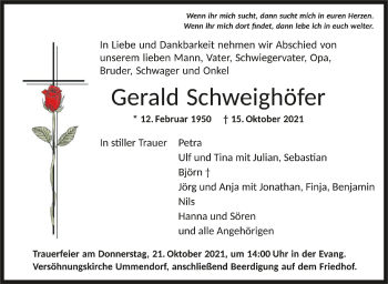 Anzeige von Gerald Schweighöfer von Schwäbische Zeitung