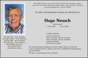 Anzeige von Hugo Neusch von Schwäbische Zeitung