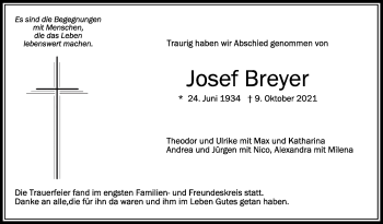Anzeige von Josef Breyer von Schwäbische Zeitung