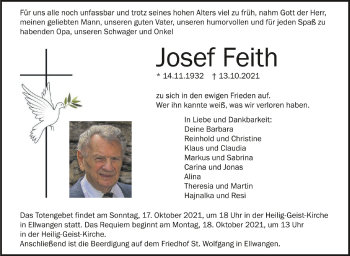 Anzeige von Josef Feith von Schwäbische Zeitung