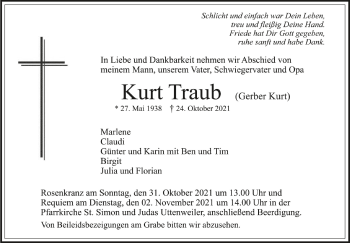 Anzeige von Kurt Traub von Schwäbische Zeitung