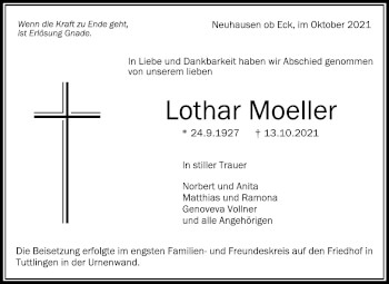 Anzeige von Lothar Moeller von Schwäbische Zeitung