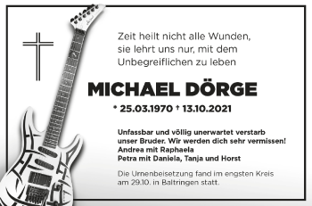 Anzeige von Michael Dörge von Schwäbische Zeitung