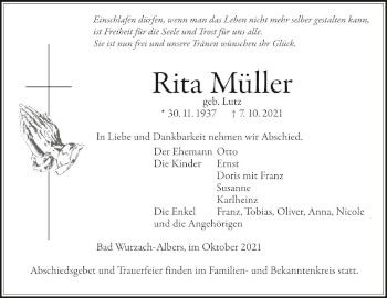 Anzeige von Rita Müller von Schwäbische Zeitung