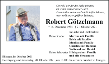 Anzeige von Robert Götzelmann von Schwäbische Zeitung
