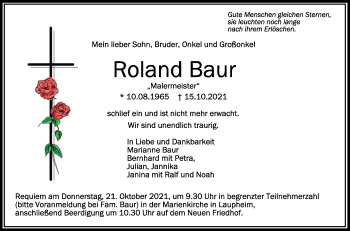 Anzeige von Roland Baur von Schwäbische Zeitung
