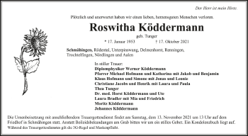 Anzeige von Roswitha Köddermann von Schwäbische Zeitung