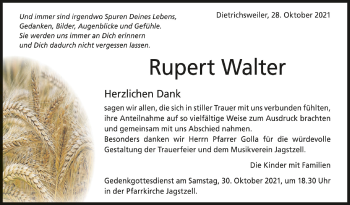 Anzeige von Rupert Walter von Schwäbische Zeitung