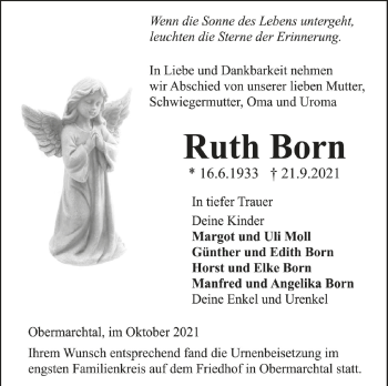 Anzeige von Ruth Born von Schwäbische Zeitung
