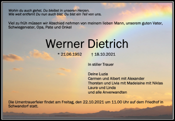 Anzeige von Werner Dietrich von Schwäbische Zeitung