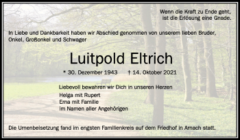 Anzeige von Luitpold Eltrich von Schwäbische Zeitung