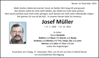 Anzeige von Josef Müller von Schwäbische Zeitung