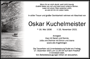 Anzeige von Oskar Kuchelmeister von Schwäbische Zeitung
