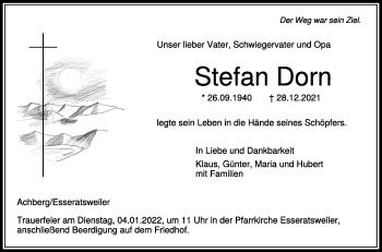 Anzeige von Stefan Dorn von Schwäbische Zeitung