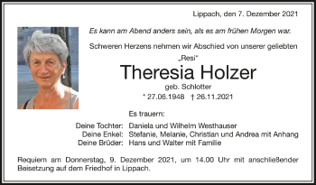 Anzeige von Theresia Holzer von Schwäbische Zeitung