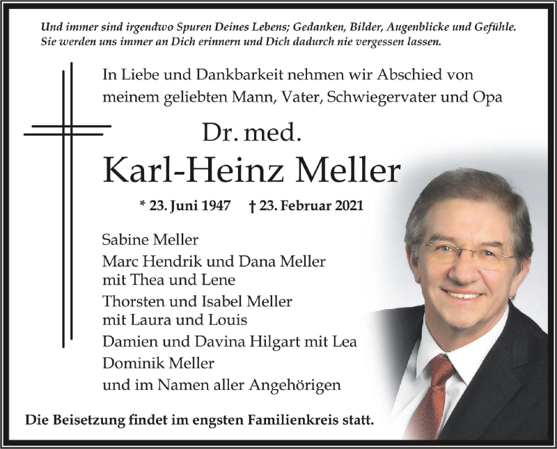  Traueranzeige für Karl-Heinz Meller vom 27.02.2021 aus Schwäbische Zeitung