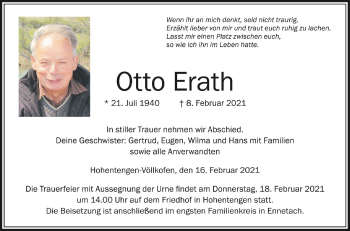 Anzeige von Otto Erath von Schwäbische Zeitung