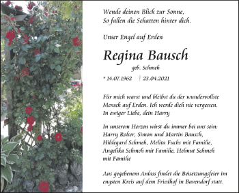 Anzeige von Regina Bausch von Schwäbische Zeitung