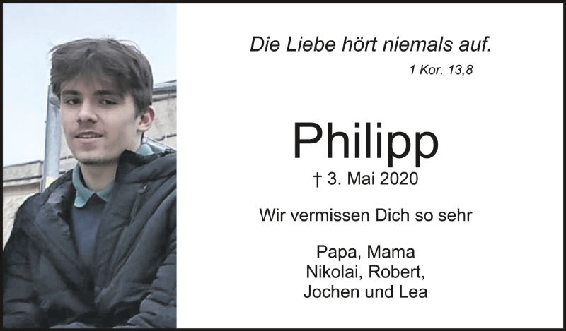  Traueranzeige für Philipp Ruwen Pohl vom 03.05.2021 aus Schwäbische Zeitung