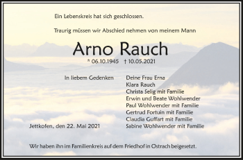Anzeige von Arno Rauch von Schwäbische Zeitung