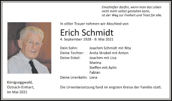 Anzeige von Erich Schmidt von Schwäbische Zeitung