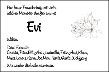 Anzeige von Evi  von Schwäbische Zeitung