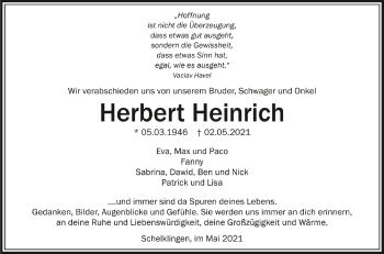 Anzeige von Herbert Heinrich von Schwäbische Zeitung