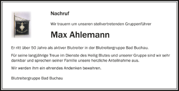 Anzeige von Max Ahlemann von Schwäbische Zeitung