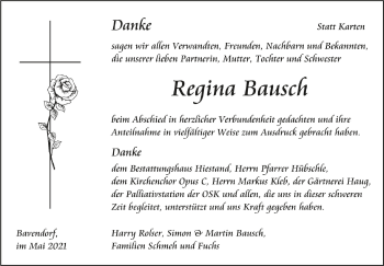 Anzeige von Regina Bausch von Schwäbische Zeitung