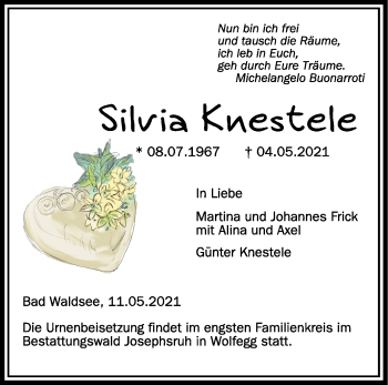 Anzeige von Silvia Knestele von Schwäbische Zeitung