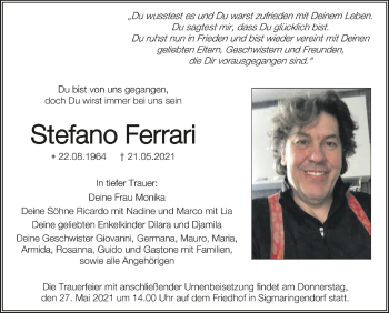 Anzeige von Stefano Ferrari von Schwäbische Zeitung