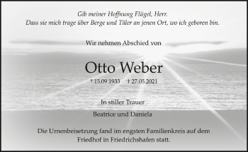Anzeige von Otto Weber von Schwäbische Zeitung