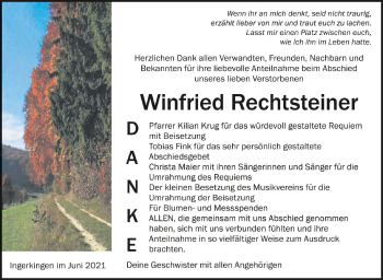 Anzeige von Winfried Rechtsteiner von Schwäbische Zeitung