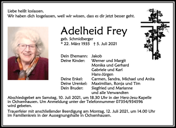 Anzeige von Adelheid Frey von Schwäbische Zeitung