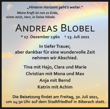 Anzeige von Andreas Blobel von Schwäbische Zeitung