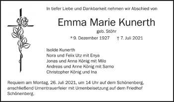 Anzeige von Emma Marie Kunerth von Schwäbische Zeitung