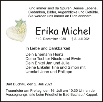 Anzeige von Erika Michel von Schwäbische Zeitung
