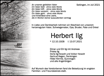 Anzeige von Herbert Ilg von Schwäbische Zeitung