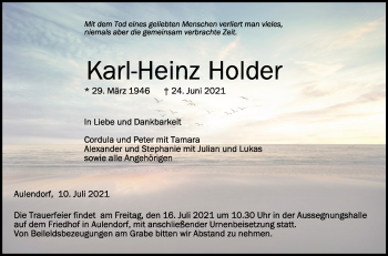 Anzeige von Karl-Heinz Holder von Schwäbische Zeitung