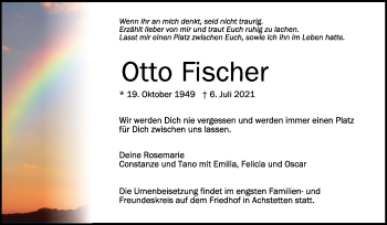 Anzeige von Otto Fischer von Schwäbische Zeitung