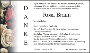 Anzeige von Rosa Braun von Schwäbische Zeitung