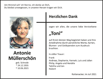 Anzeige von Antonie Müllerschön von Schwäbische Zeitung