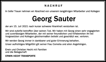 Anzeige von Georg Sauter von Schwäbische Zeitung