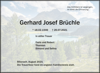 Anzeige von Gerhard Josef Brüchle von Schwäbische Zeitung