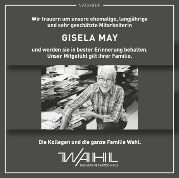 Anzeige von Gisela May von Schwäbische Zeitung