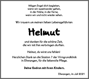 Anzeige von Helmut  von Schwäbische Zeitung