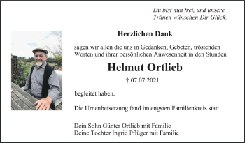Anzeige von Helmut Ortlieb von Schwäbische Zeitung